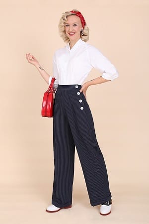 Chic and stylish in Navy Pinstripe.