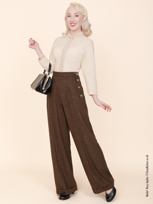 1940s Swing Trousers Brown Fleck from Vivien of Holloway
