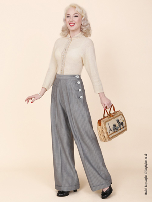1940s Swing Trousers Herringbone Stripe by Vivien of Holloway