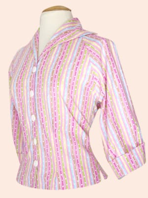 Raglan Blouse Candy Stripe Pink by Vivien of Holloway