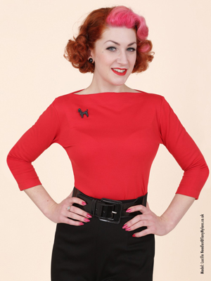 Slash Neck Top Red Jersey from Vivien of Holloway