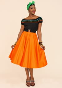 1950s Circle Skirt Tangerine Sateen