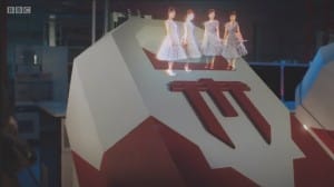 Doctor Who meets the Hologram Singers wearing Vivien of Holloway Dresses