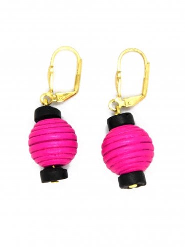 1940s Novelty Lanterns Earrings Dark Pink