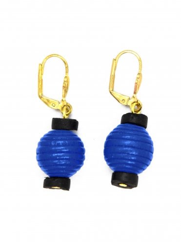 1940s Novelty Lanterns Earrings Navy Blue
