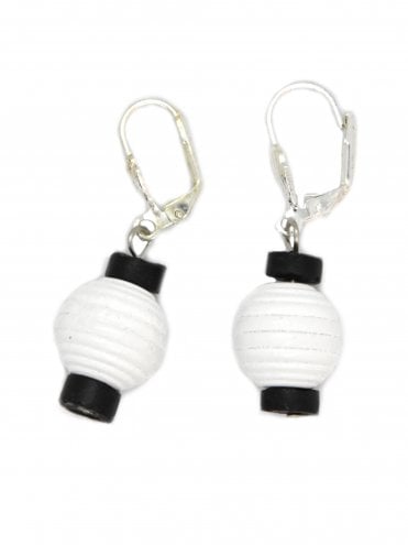 1940s Novelty Lanterns Earrings White