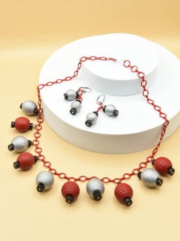 1940s Silver Wine Lanterns Necklace Set