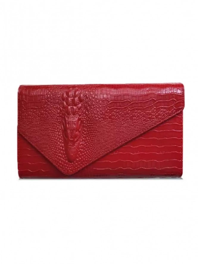 1940's style Croc Clutch Red