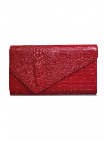 1940's style Croc Clutch Red