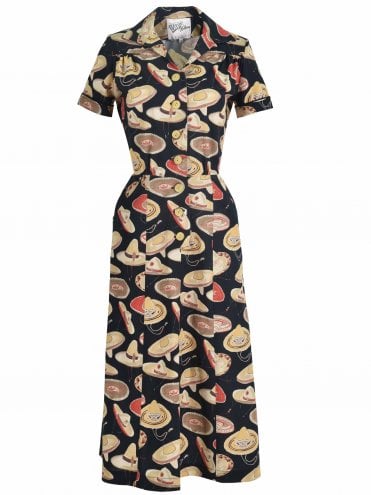 40s-1940s-Vivien-of-Holloway-Best-Vintage-Reproduction-Teadress-Tea-Day-sombrero-large-Black-Utility-Rockabilly-Pinup