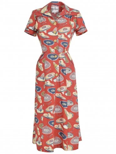 40s-1940s-Vivien-of-Holloway-Best-Vintage-Reproduction-Teadress-Tea-Day-sombrero-large-rust-Utility-Rockabilly-Pinup