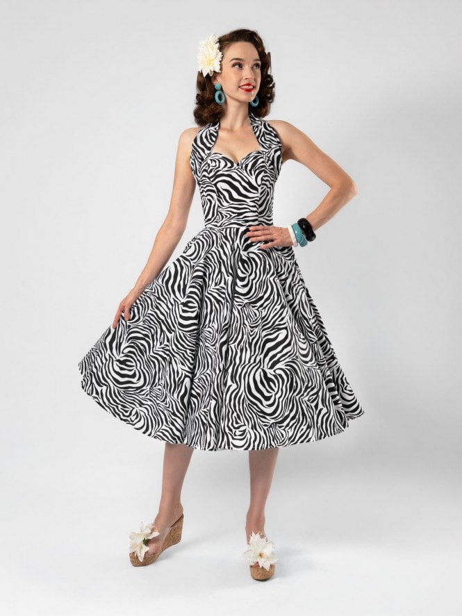 1950s Halterneck Circle Dress Zebra