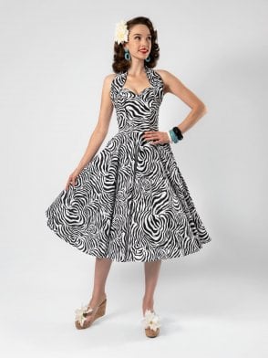 1950s Halterneck Circle Dress Zebra
