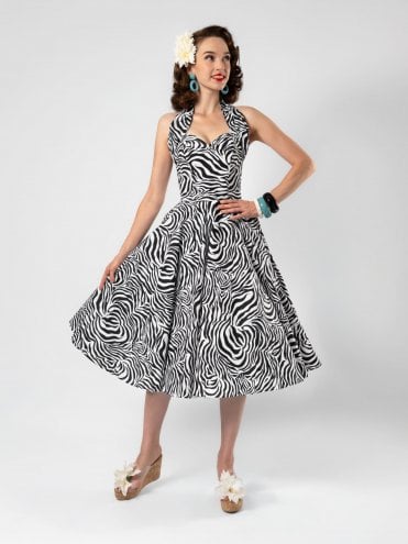 1950s Halterneck Circle Dress Zebra