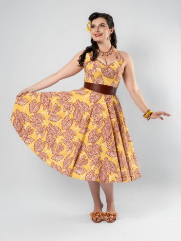 1950s Halterneck Dress Forna Custard