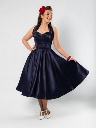 50s-1950s-Vivien-of-Holloway-Best-Vintage-Reproduction-Halterneck-Circle-Party-Dress-Rockabilly-Swing-Pinup-Retro-Bridesmaid-Navy-Prom-Duchess