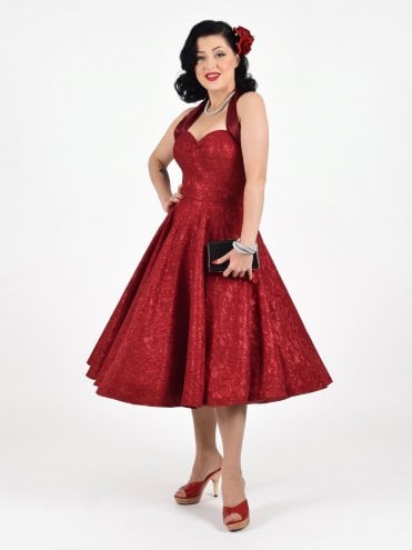 50s-1950s-Vivien-of-Holloway-Best-Vintage-Reproduction-Halterneck-Circle-Party-Dress-Rockabilly-Swing-Pinup-Retro-Bridesmaid-Red-Sparkle-Christmas-Prom