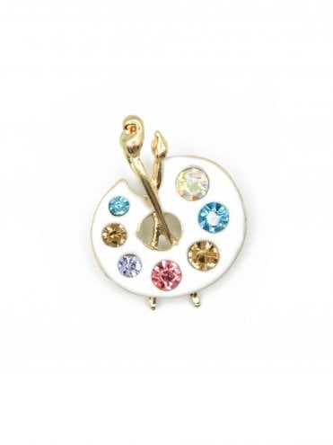 Artist Palette Brooch White