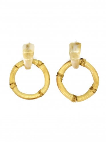 Bamboo Marble Hoop Earrings