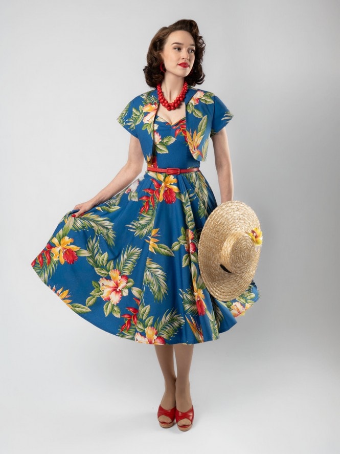 Betty Circle Dress with Bolero New Birds Of Paradise Royal