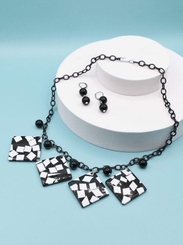 Black Terrazzo Necklace Set