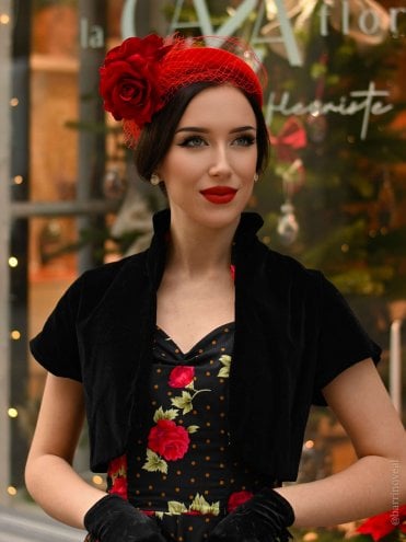 50s-1950s-40s-1940s-Vivien-of-Holloway-Best-Vintage-Style-Reproduction-Repro-Bolero-Jacket-Black-Velvet-Rockabilly-Swing-Pinup