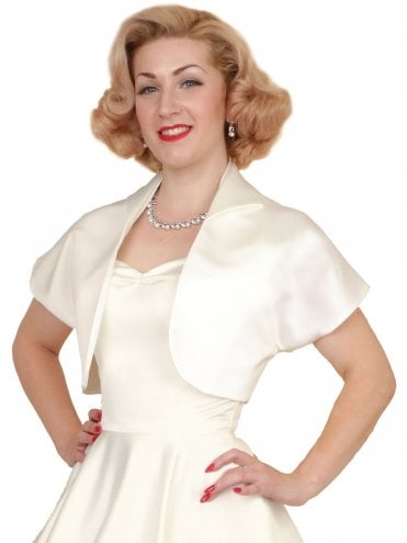 Duchess Ivory Evening Cocktail Vintage women's bolero jacket, cropped above-the-waist style by Vivien of Holloway