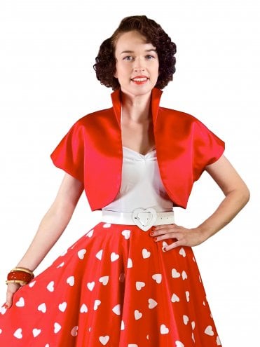 Duchess Red Evening Cocktail Vintage women's bolero jacket, cropped above-the-waist style by Vivien of Holloway
