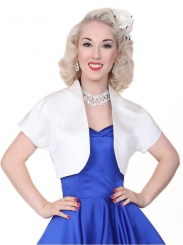 White Duchess Evening Cocktail Vintage women's bolero jacket, cropped above-the-waist style by Vivien of Holloway