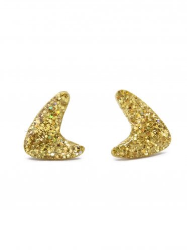 Boomerang Glitter Earrings Gold