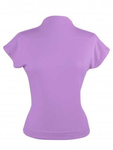 Cap Sleeve Funnel Neck Top Lavender