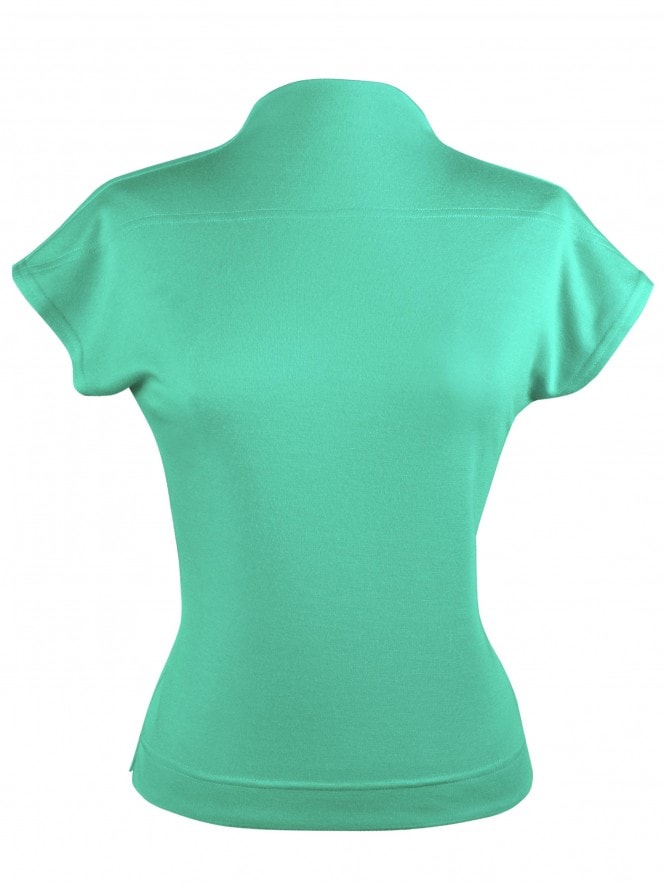 Cap Sleeve Funnel Neck Top Seafoam Green