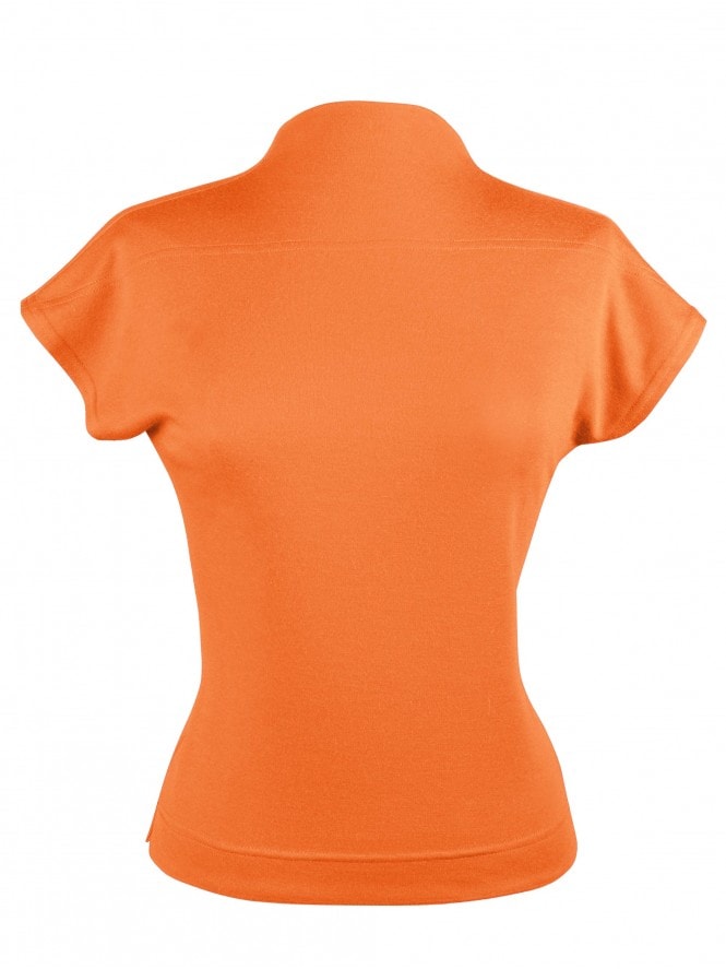 Cap Sleeve Funnel Neck Top Tangerine