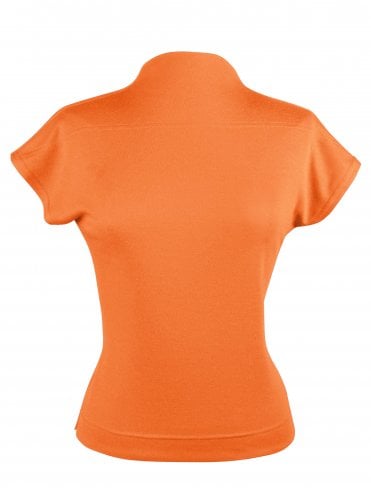 Cap Sleeve Funnel Neck Top Tangerine