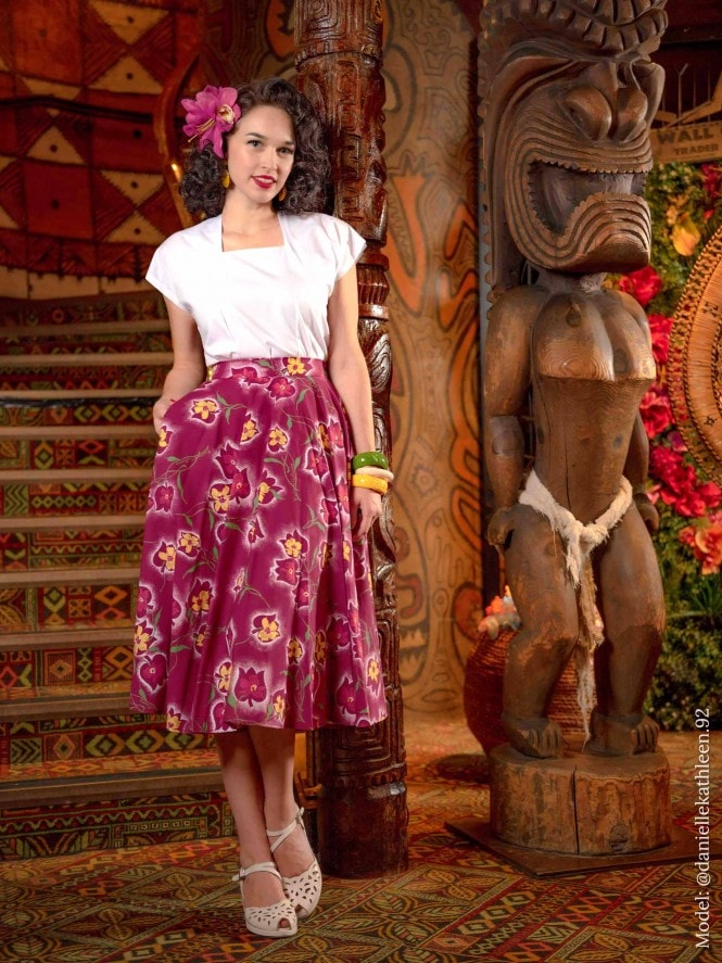 Circle Skirt Floral Spray Cherry