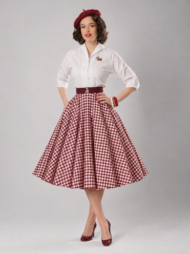 Circle Skirt Gingham Bordeaux