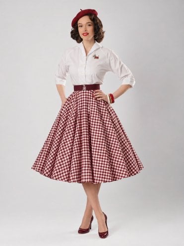 Circle Skirt Gingham Bordeaux