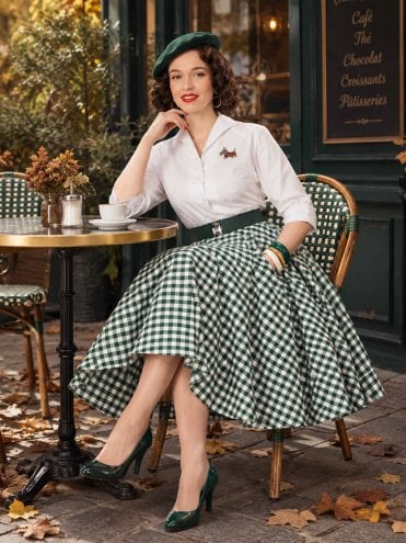Circle Skirt Gingham Bottle Green