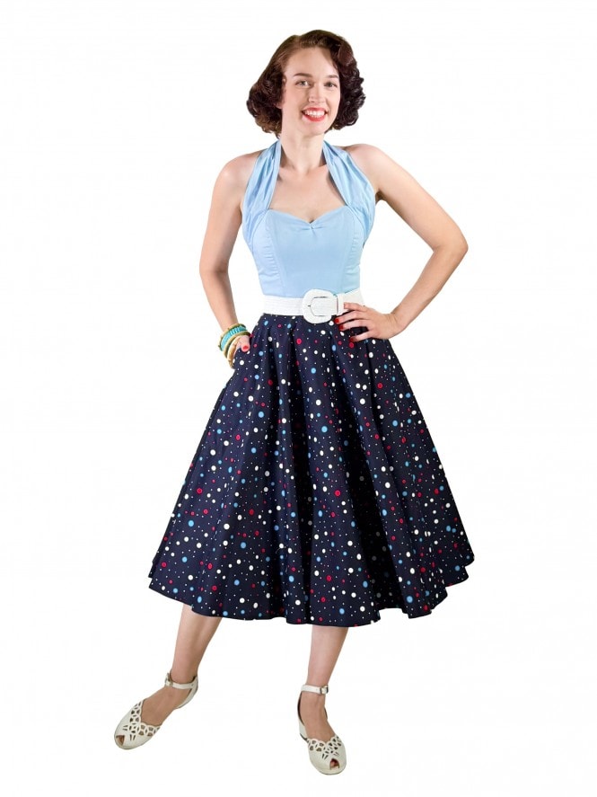 Circle Skirt Multi Spot Navy