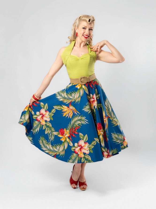 Circle Skirt New Birds of Paradise Royal
