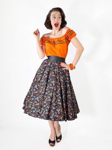Circle Skirt Skeletons Black