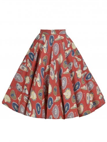40s-1940s-50s-1950s-Vivien-of-Holloway-Best-Vintage-Reproduction-Swing-Rockabilly-Pinup-Circle-Skirt-Sombrero-Large-rust-novelty-mexican