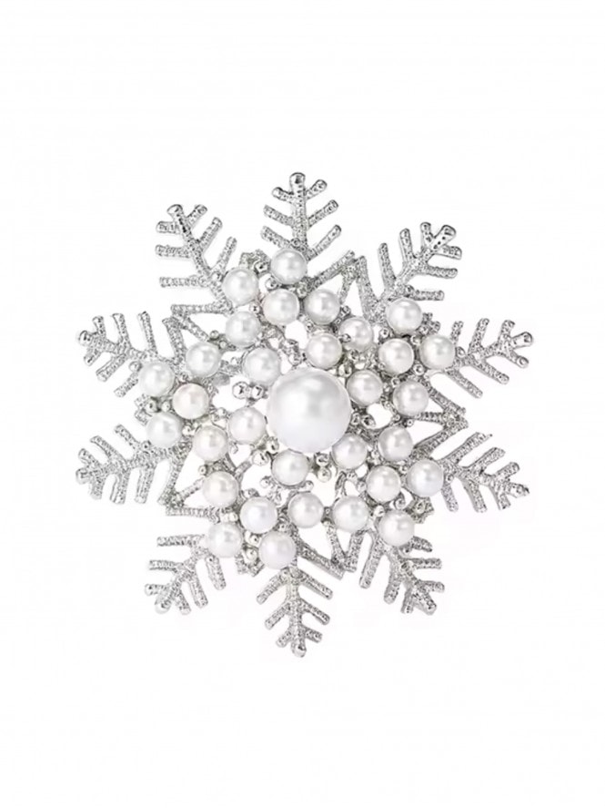 Classic Pearl Snowflake Brooch