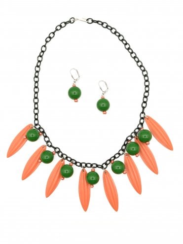 Coral Green Hollywood Necklace Set