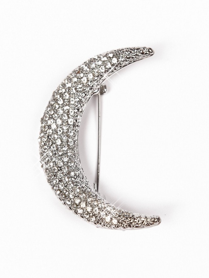 Crescent Moon Sparkle Brooch