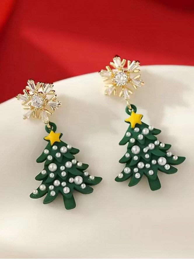 Dainty Christmas Earrings Green