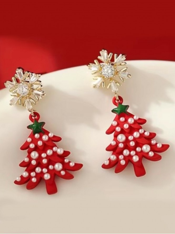 Dainty Christmas Earrings Red
