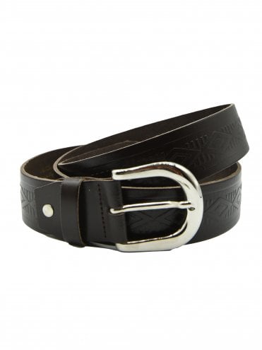 Diamond Embossed Brown Leather Belt