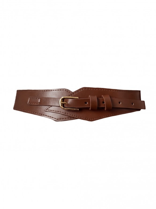 Diamond Shape Buckle Waist Tan