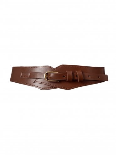 Diamond Shape Buckle Waist Tan